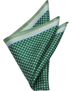 Pronto Uomo Pocket Square, Green Check