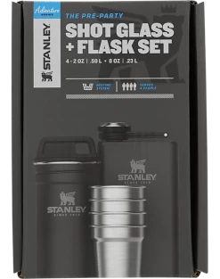 Stanley Adventure Pre-Party Shot Glass And Flask Set, Black