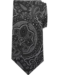 Pronto Uomo Narrow Tie, Black Tonal Paisley