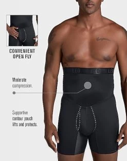 Leo By Leonisa High Waist Stomach Shaper Boxer Brief, Black -Men Clothing Shop MW40 8YFY 02 LEO USA BLACK ALT2